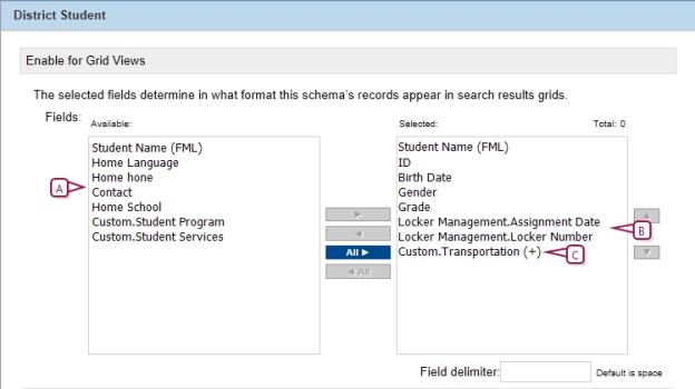 Adding a custom field to the student search